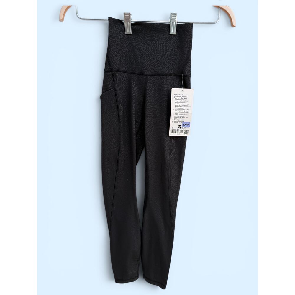 Lululemon Align™ High-Rise Pant 25” wPockets Black Jacquard Leggings Size 0 NWT - Picture 2 of 4